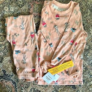 Nordstrom Kids Peach Pajama Set with Animal Print